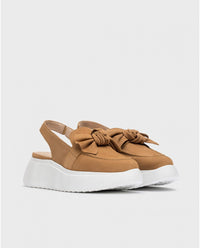 Wonders - Tan Suede Slingback Platforms