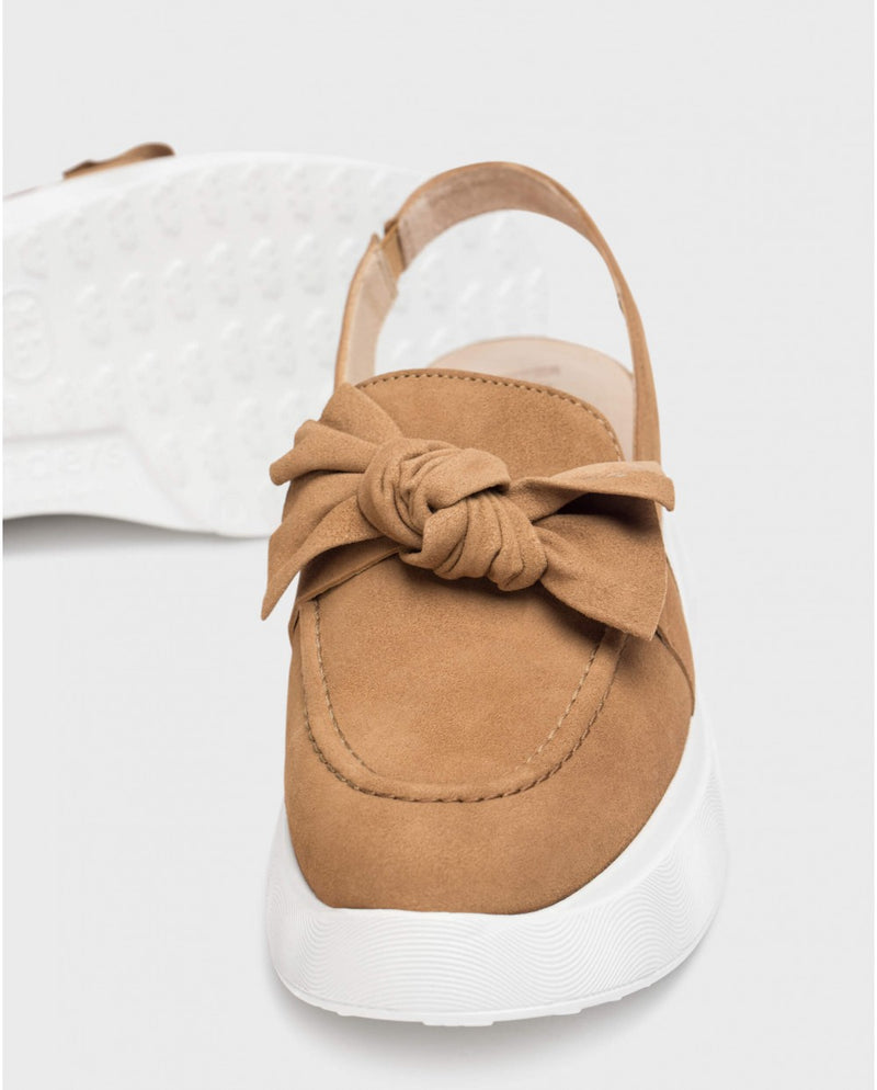 Wonders - Tan Suede Slingback Platforms