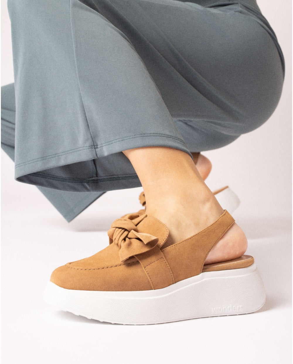 Wonders - Tan Suede Slingback Platforms