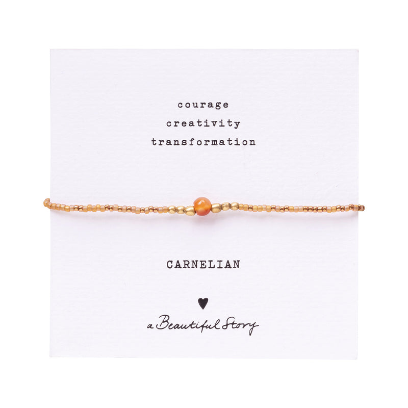 A Beautiful Story - Iris Carnelian + Gold Bracelet Card