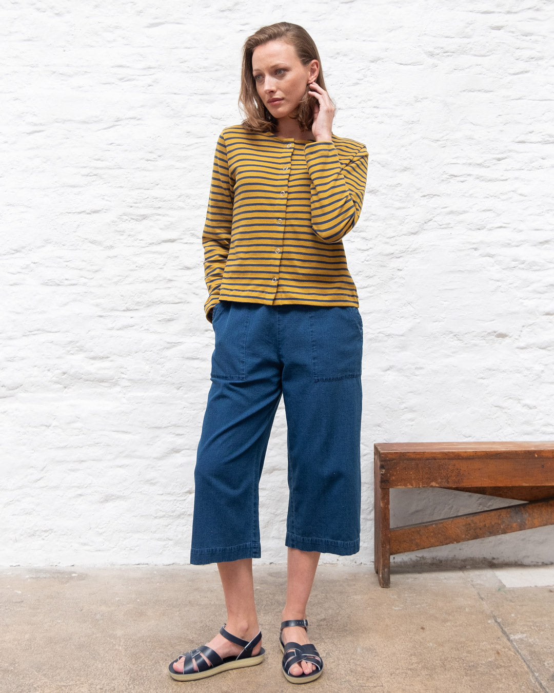 Bibico - Joss Jersey Cardigan - Mustard Stripe