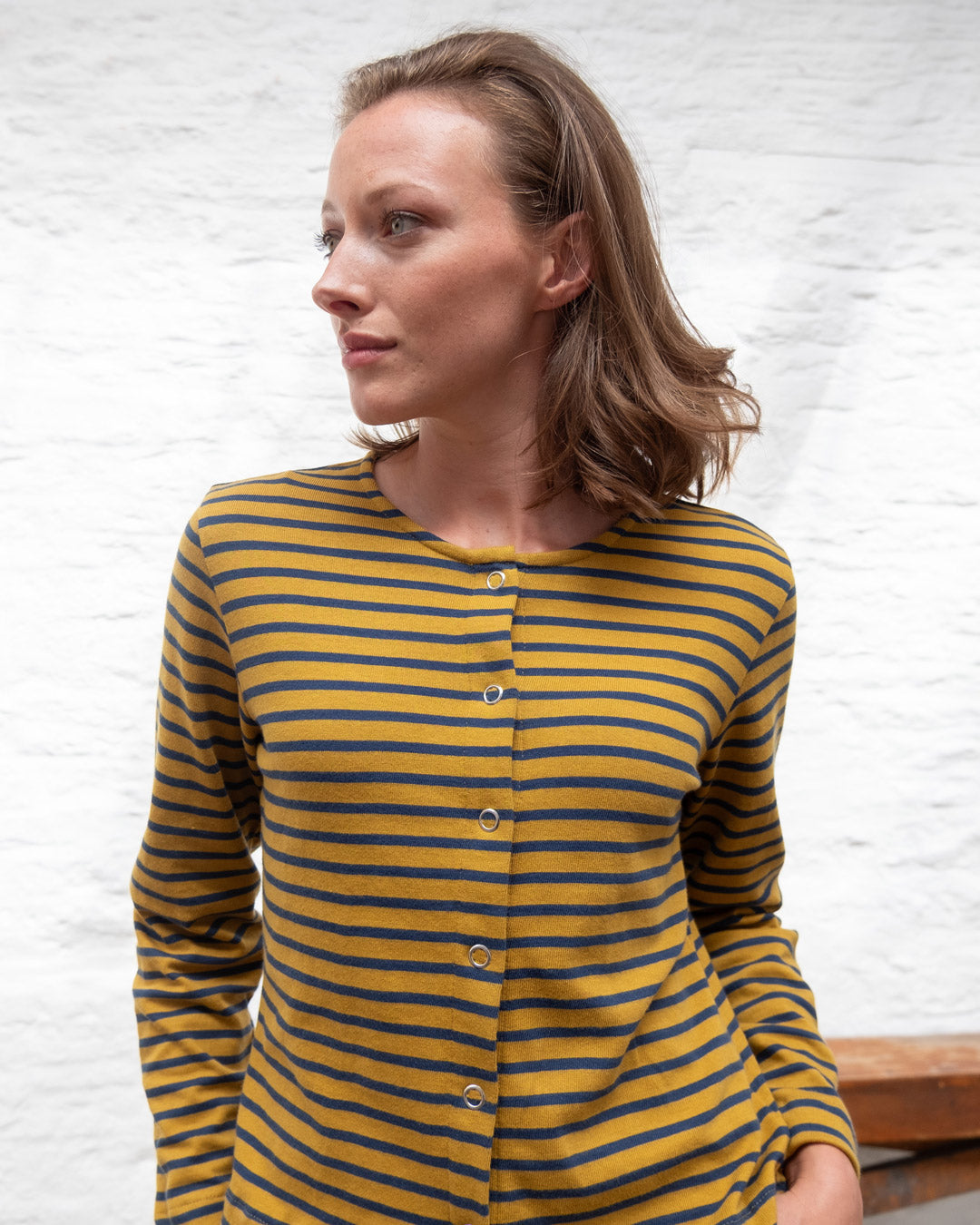 Bibico - Joss Jersey Cardigan - Mustard Stripe