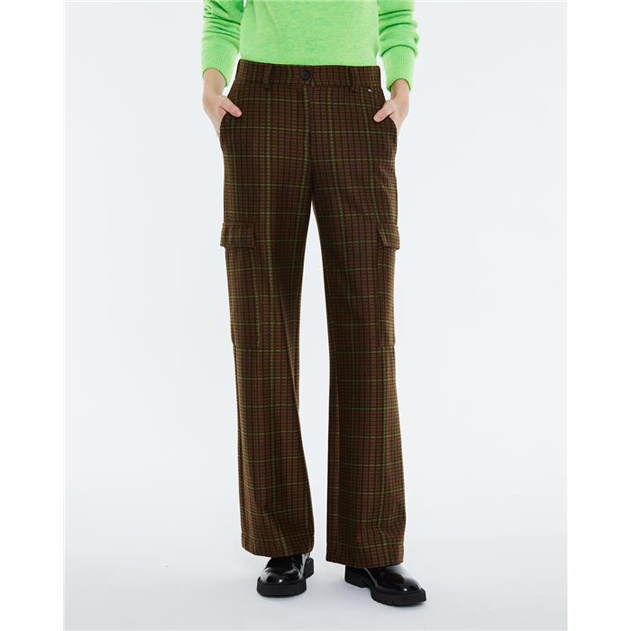 Andam -  Checked Wide Leg Cargo Trouser