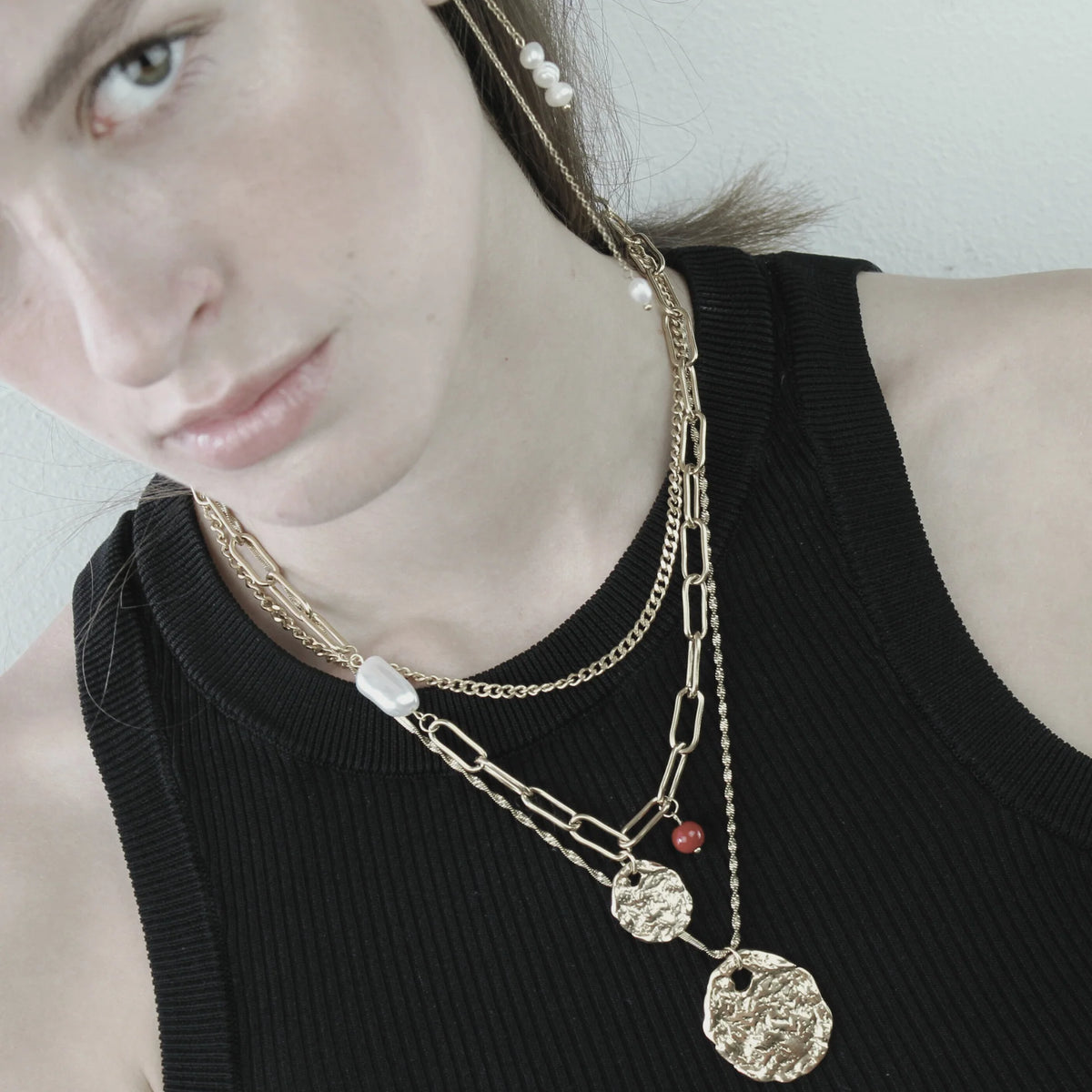 DNSK - Joy 3 In 1 Layering Necklace in Gold