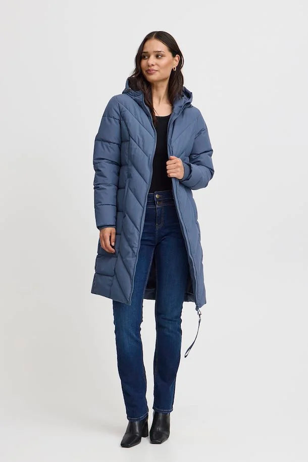 Fransa -  Maise Puffer Coat in Vintage Indigo