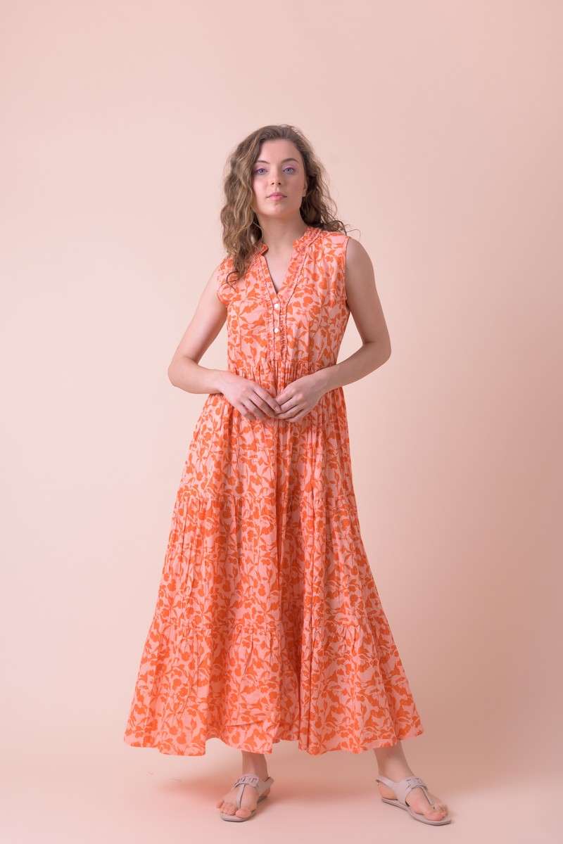 Handprint Dream Apparel - Geisha Apricot Print Dress