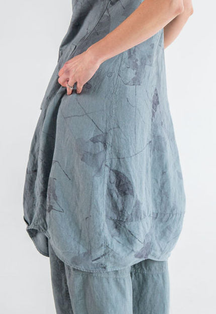 Grizas - Printed Grey Linen Dress