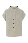 Henriette-Steffensen-HSCPH-Womens-Fleece-Three-Button-Sleeveless-Jacket-7170-Sand-SS25-Kings-Road-Fashions