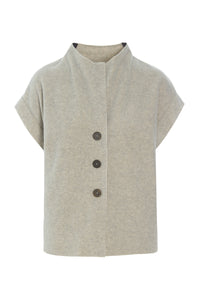 Henriette-Steffensen-HSCPH-Womens-Fleece-Three-Button-Sleeveless-Jacket-7170-Sand-SS25-Kings-Road-Fashions