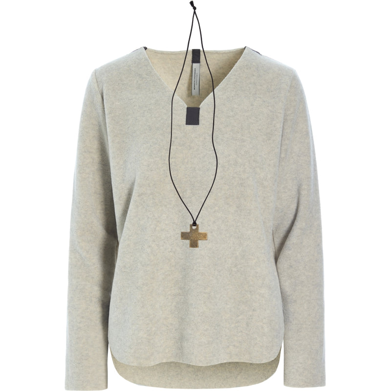 Henriette-Steffensen-HSCPH-Womens-Fleece-V-Neck-Top-1362-Sand-SS25-Kings-Road-Fashions