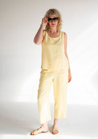 Vetono - Sunflower Yellow Linen Trousers 8401-044