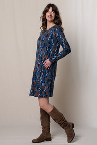 Lily & Me Helen Dress in Etching Print - Blue