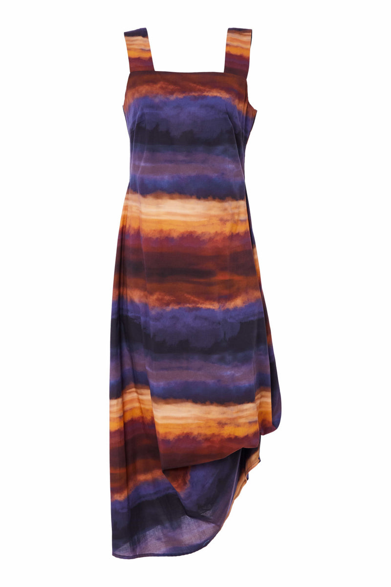 NAS25-247-naya-womens-blurred-wave-print-dress-with-shoulder-strap-kings-road-fashions