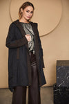 Naya - Black + Chocolate Trimmed Coat