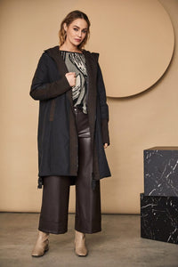 Naya - Black + Chocolate Trimmed Coat