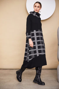 Naya - Cowl Neck Dress with Check