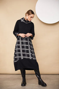 Naya - Cowl Neck Dress with Check