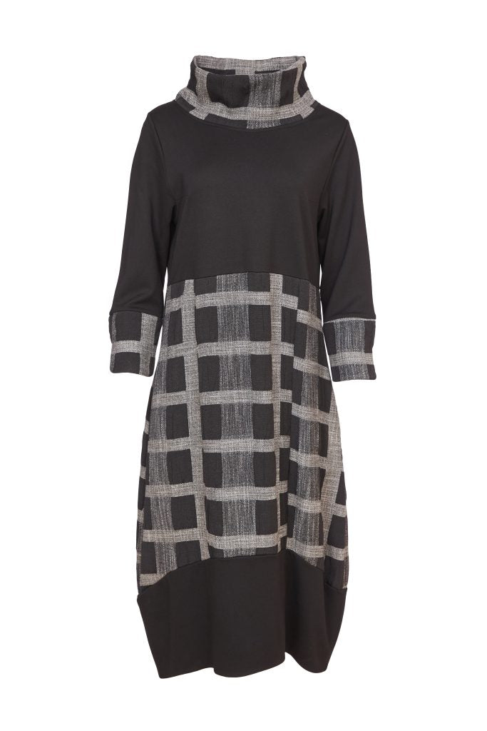 Naya - Cowl Neck Dress with Check