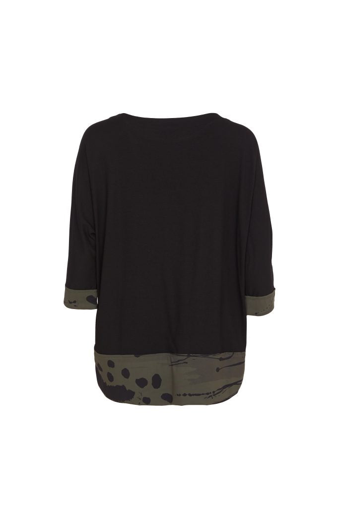 Naya - Top With Printed Hem Panel + Cuff