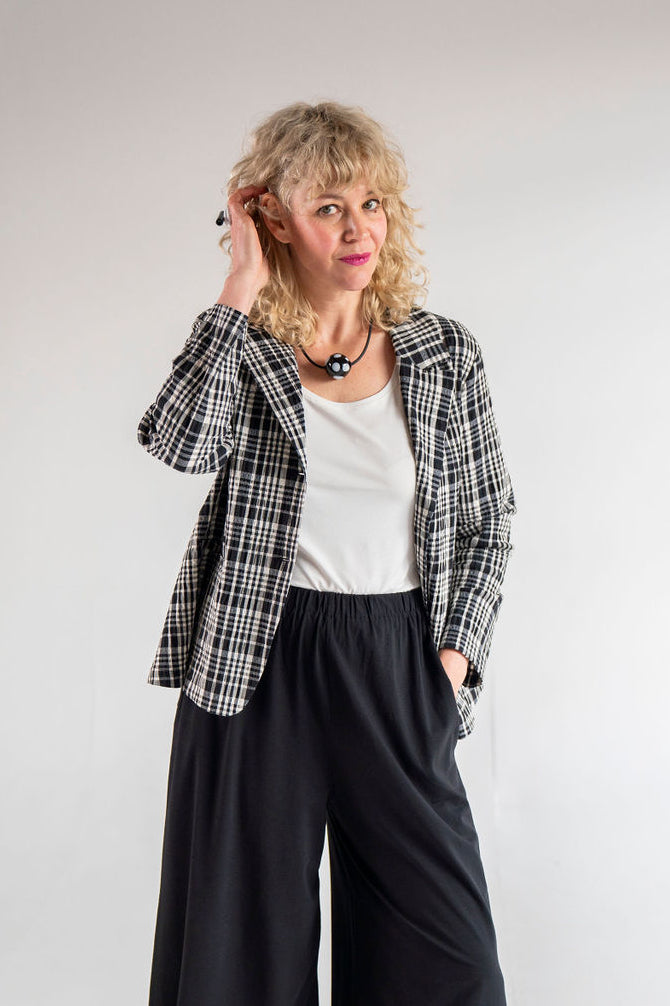 Neirami - Black Checked A-Line Jacket