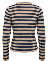 Numph - Camel & Navy Stripy Pullover