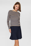 Numph - Camel & Navy Stripy Pullover