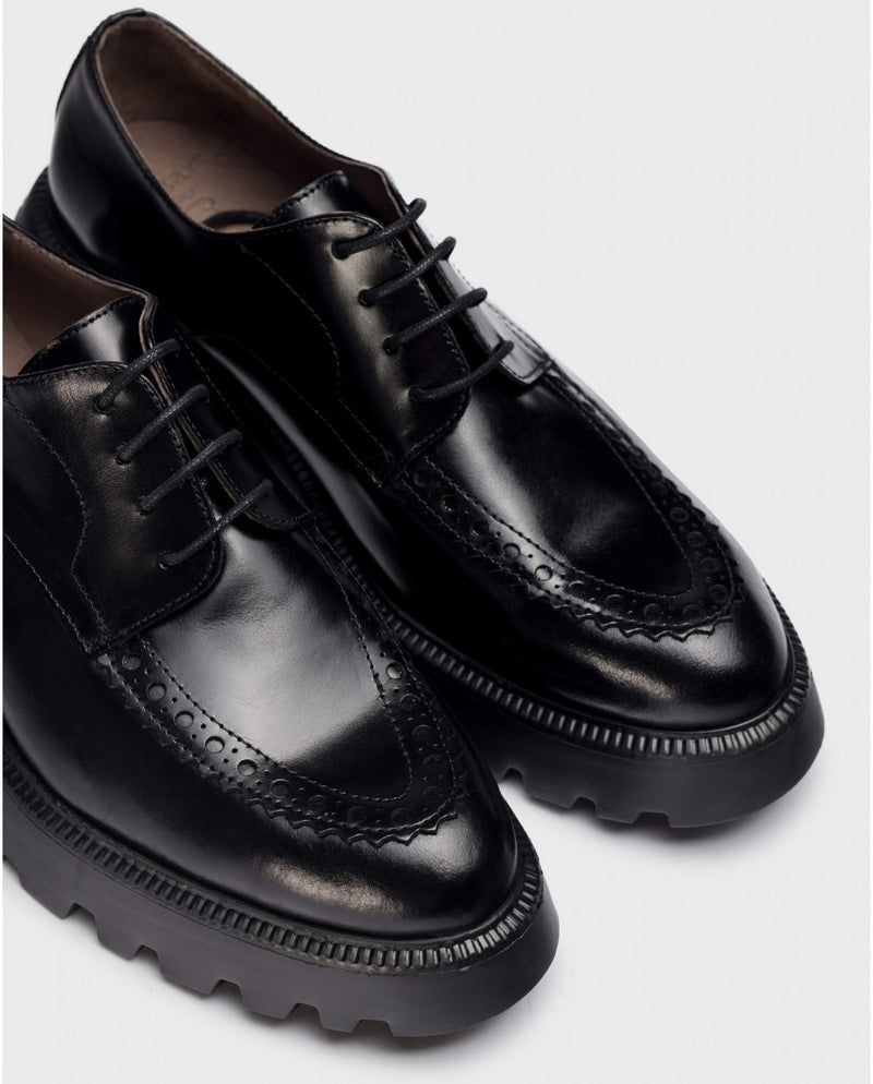 Wonders - Black Portobello Chunky Brogue