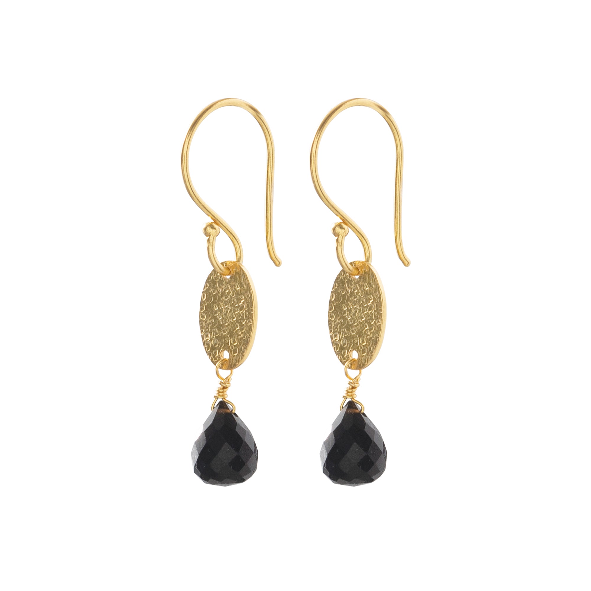 A Beautiful Story - Hopeful Black Onyx Gold Earrings